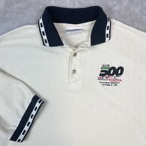 Vtg 1999 Toyota Speedway The 500 Polo Shirt XL USA Made Racing Promo Herringbone